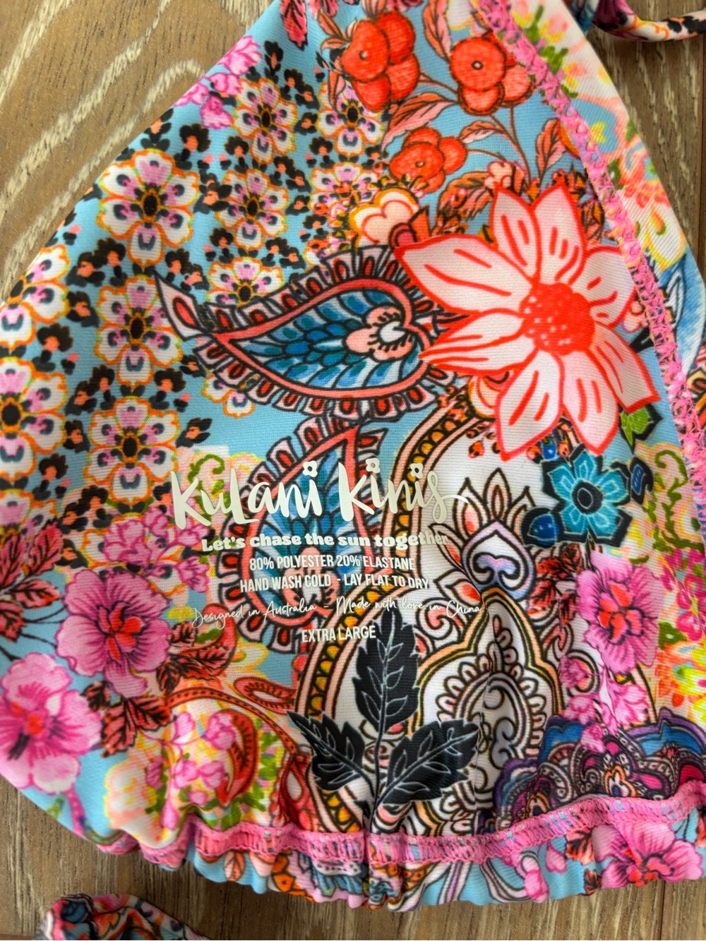 Kulani Kinis Floral Paisley Multi-Color Triangle Bikini - Picture 2 of 5